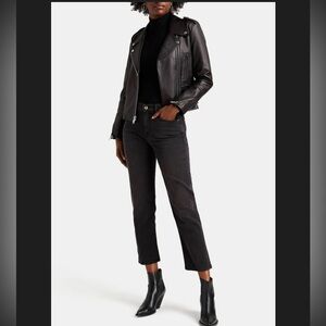 Frame Denim Le Nouveau Straight Cropped Jean In Iris (black) Size 30